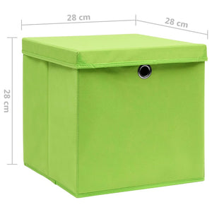 vidaXL Storage Boxes with Lids 4 pcs 28x28x28 cm Green