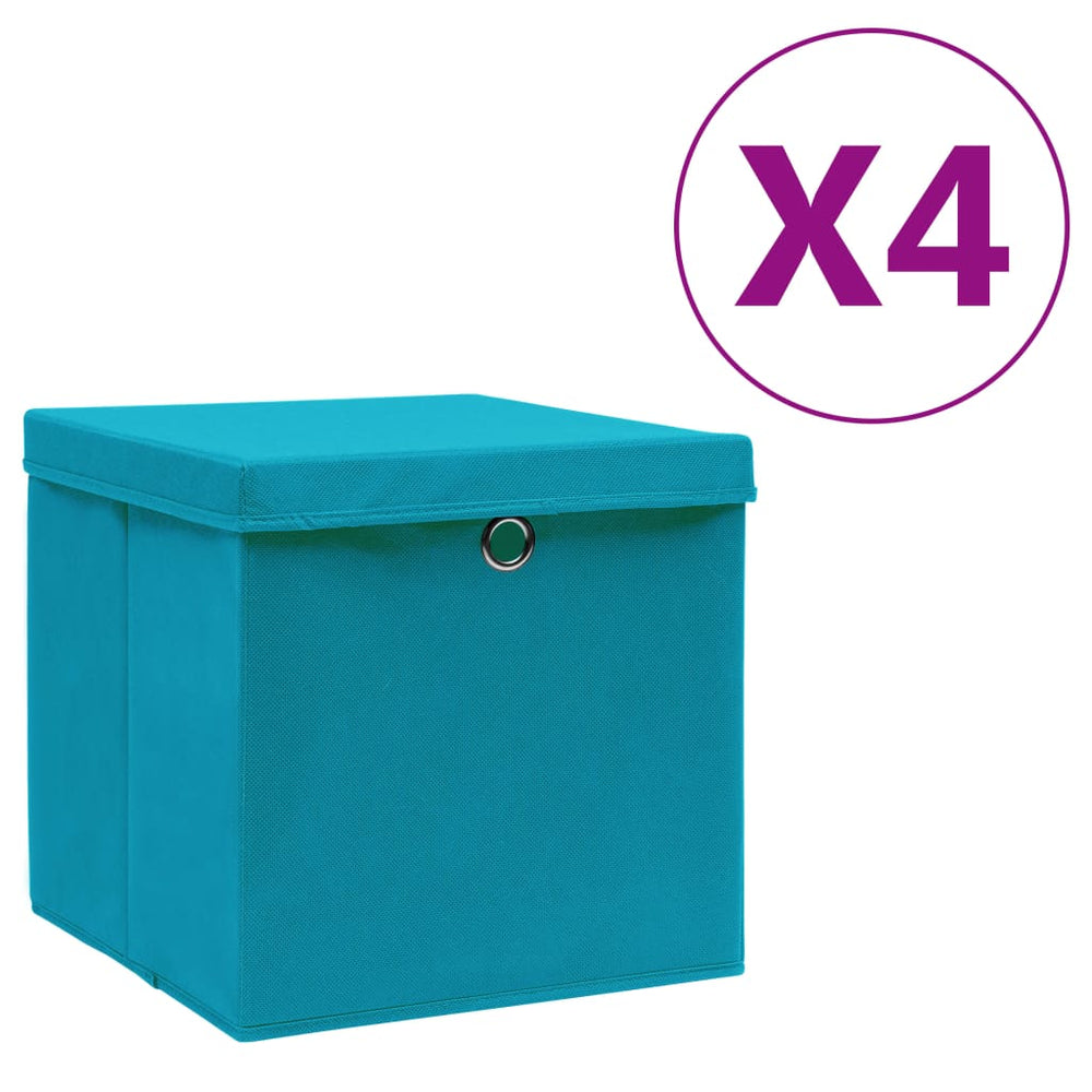 vidaXL Storage Boxes with Lids 4 pcs. 28x28x28 cm Baby Blue