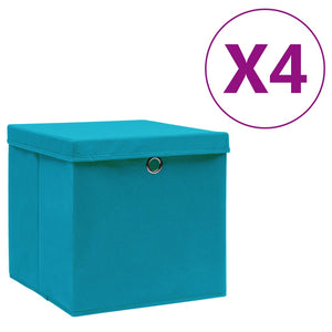 vidaXL Storage Boxes with Lids 4 pcs. 28x28x28 cm Baby Blue