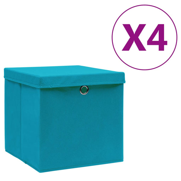 vidaXL Storage Boxes with Lids 4 pcs. 28x28x28 cm Baby Blue