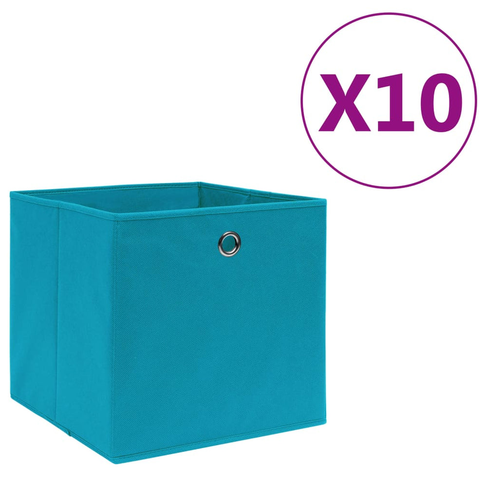 vidaXL Storage Boxes 10 pcs. Non-Woven Fabric 28x28x28 cm Baby Blue