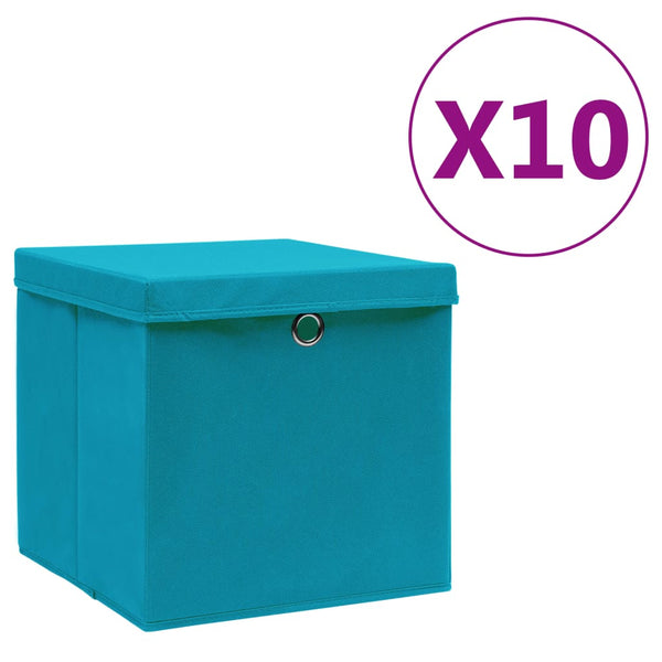 vidaXL Storage Boxes with Lids 10 pcs 28x28x28 cm Baby Blue