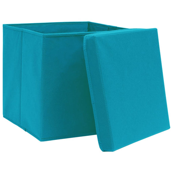 vidaXL Storage Boxes with Lids 10 pcs 28x28x28 cm Baby Blue