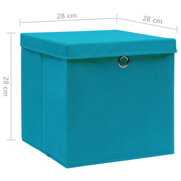 vidaXL Storage Boxes with Lids 10 pcs 28x28x28 cm Baby Blue