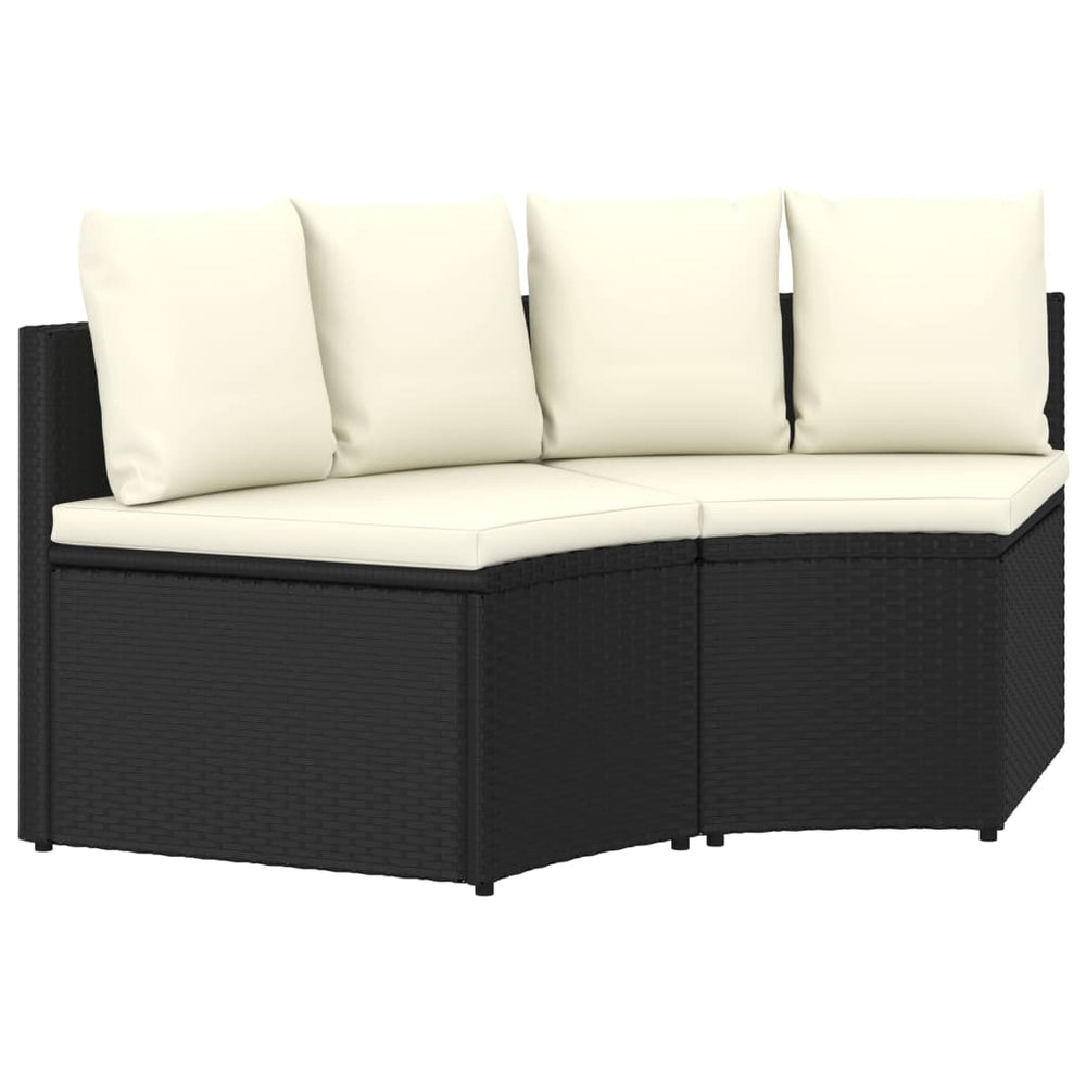 vidaXL 2-Piece Garden Sofa Set with Cushions Poly Rattan Black