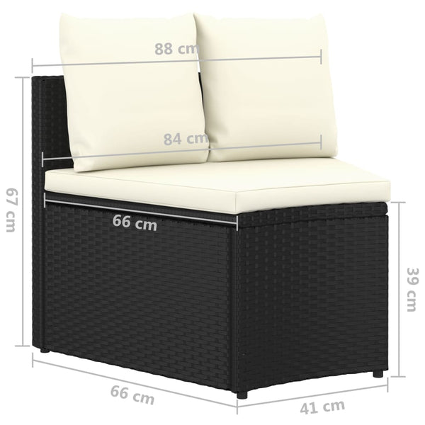 vidaXL 2-Piece Garden Sofa Set with Cushions Poly Rattan Black