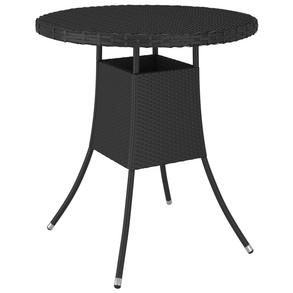 vidaXL Garden Table Black 70x70x73 cm Poly Rattan