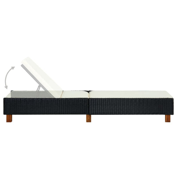 vidaXL Sun Lounger with Cushion Poly Rattan Black