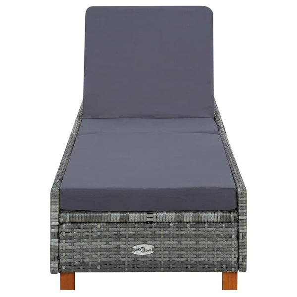 vidaXL Sun Lounger with Cushion Poly Rattan Grey