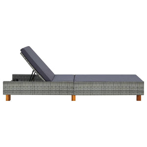 vidaXL Sun Lounger with Cushion Poly Rattan Grey