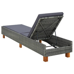 vidaXL Sun Lounger with Cushion Poly Rattan Grey