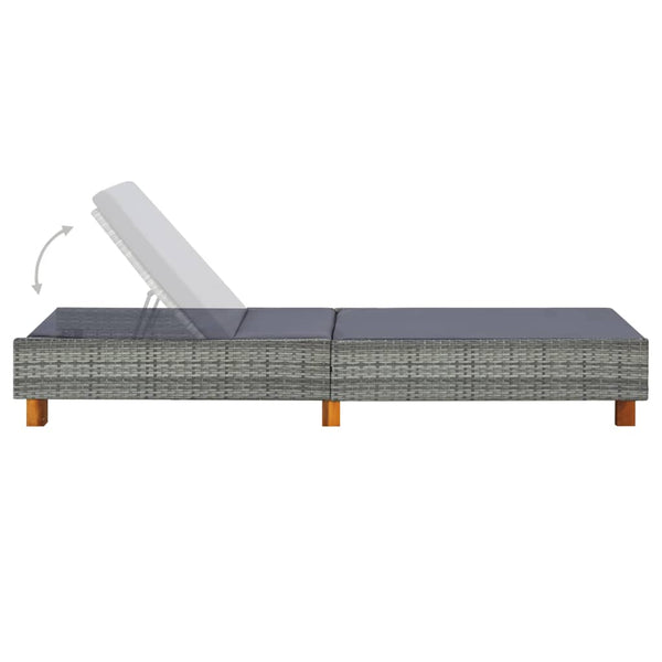 vidaXL Sun Lounger with Cushion Poly Rattan Grey