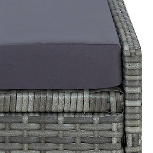 vidaXL Sun Lounger with Cushion Poly Rattan Grey