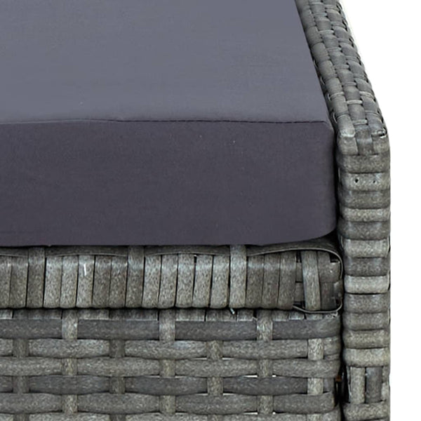 vidaXL Sun Lounger with Cushion Poly Rattan Grey