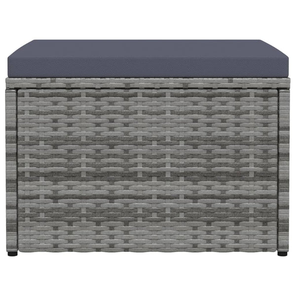 vidaXL Outdoor Footstool with Cushion Grey Poly Rattan