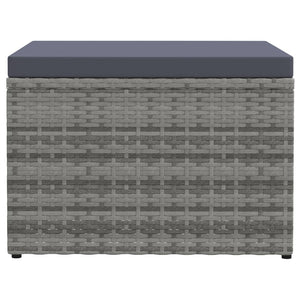 vidaXL Outdoor Footstool with Cushion Grey Poly Rattan