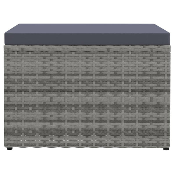 vidaXL Outdoor Footstool with Cushion Grey Poly Rattan