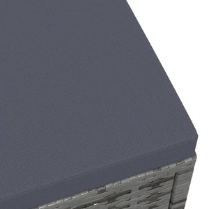 vidaXL Outdoor Footstool with Cushion Grey Poly Rattan