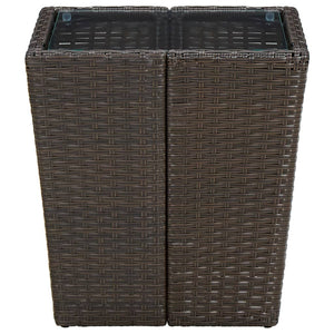 vidaXL Side Table Brown 41.5x41.5x44 cm Poly Rattan and Tempered Glass