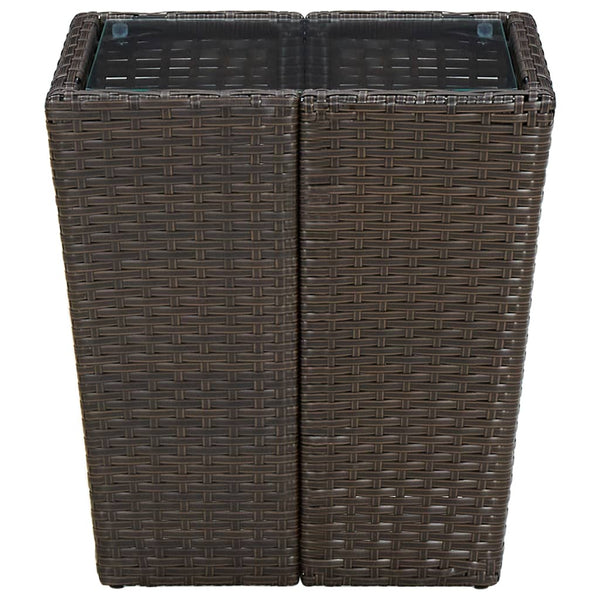 vidaXL Side Table Brown 41.5x41.5x44 cm Poly Rattan and Tempered Glass