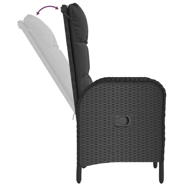 vidaXL Garden Chairs 2 pcs. Poly Rattan Black