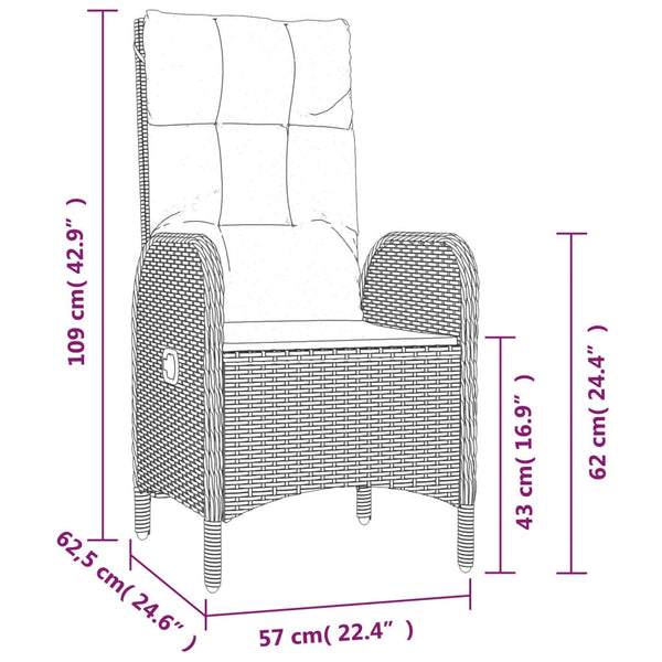 vidaXL Garden Chairs 2 pcs. Poly Rattan Black