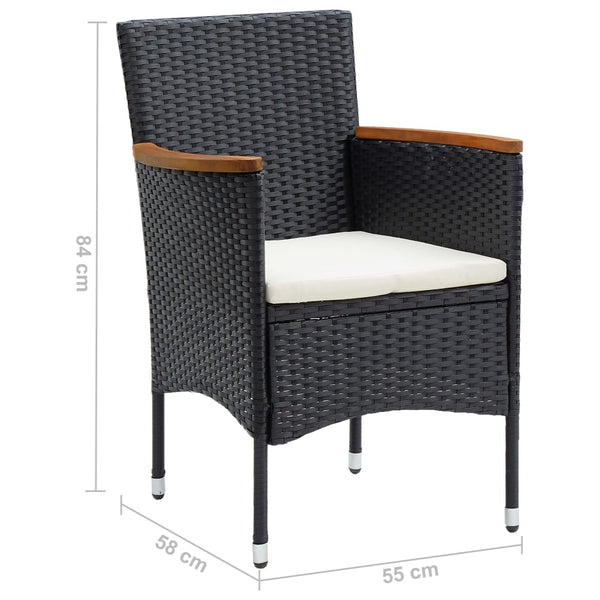 vidaXL Garden Dining Chairs 4 pcs Poly Rattan Black