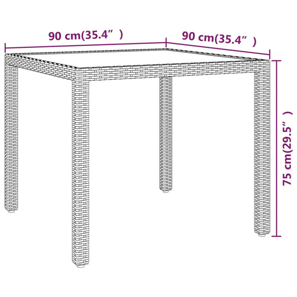 vidaXL Garden Table Gray 90x90x75 cm Poly Rattan