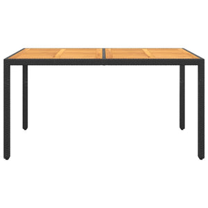 vidaXL Garden Table 150x90x75 cm Acacia Wood and Poly Rattan Black