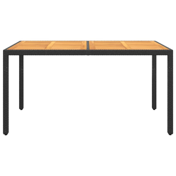 vidaXL Garden Table 150x90x75 cm Acacia Wood and Poly Rattan Black