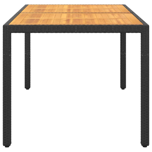 vidaXL Garden Table 150x90x75 cm Acacia Wood and Poly Rattan Black