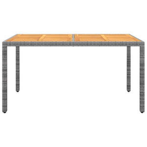 vidaXL Garden Table 150x90x75 cm Acacia Wood and Poly Rattan Grey
