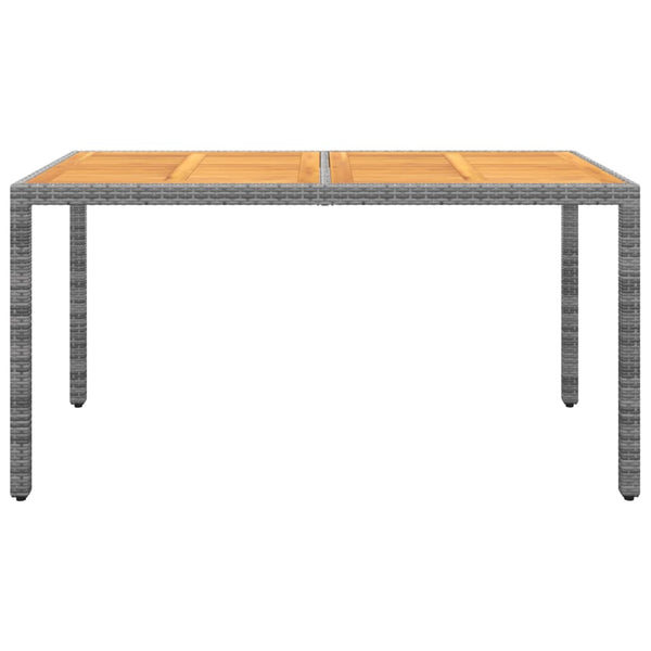 vidaXL Garden Table 150x90x75 cm Acacia Wood and Poly Rattan Grey