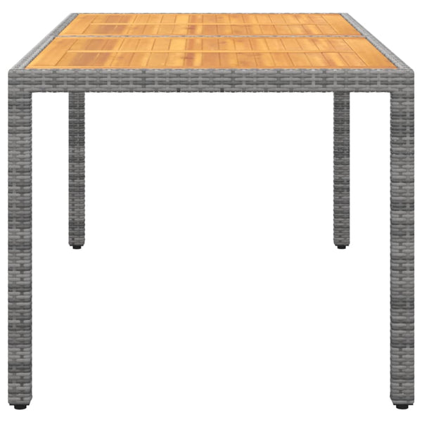 vidaXL Garden Table 150x90x75 cm Acacia Wood and Poly Rattan Grey