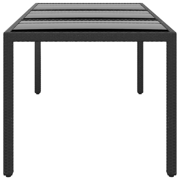 vidaXL Garden Table 190x90x75 cm Tempered Glass and Poly Rattan Black