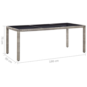 vidaXL Garden Table Gray 190x90x75 cm Poly Rattan