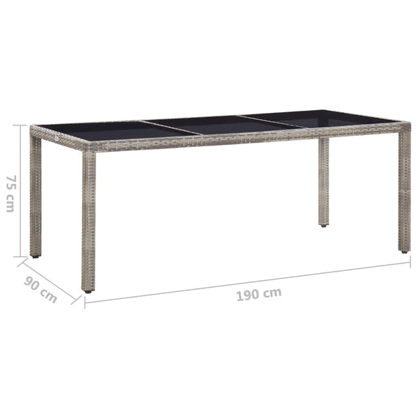vidaXL Garden Table Gray 190x90x75 cm Poly Rattan