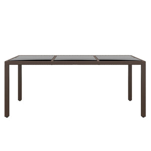 vidaXL Garden Table 190x90x75 cm Tempered Glass and Poly Rattan Brown