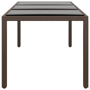vidaXL Garden Table 190x90x75 cm Tempered Glass and Poly Rattan Brown
