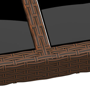 vidaXL Garden Table 190x90x75 cm Tempered Glass and Poly Rattan Brown