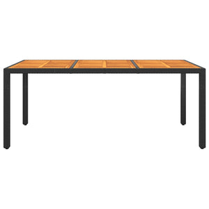 vidaXL Garden Table 190x90x75 cm Acacia Wood and Poly Rattan Black