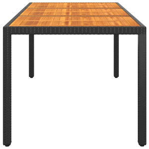 vidaXL Garden Table 190x90x75 cm Acacia Wood and Poly Rattan Black