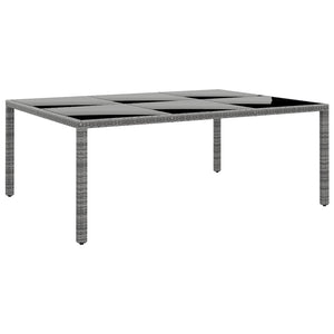 vidaXL Garden Table 200x150x75 cm Tempered Glass and Poly Rattan Grey
