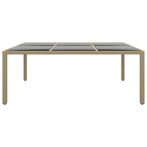 vidaXL Garden Table 200x150x75 cm Tempered Glass and Poly Rattan Beige