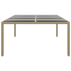 vidaXL Garden Table 200x150x75 cm Tempered Glass and Poly Rattan Beige