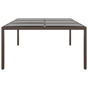 vidaXL Garden Dining Table with Glass Top Brown 200x150x75 cm Rattan