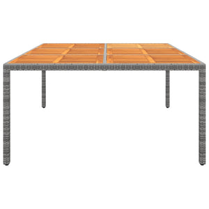 vidaXL Garden Table 200x150x75 cm Acacia Wood and Poly Rattan Grey