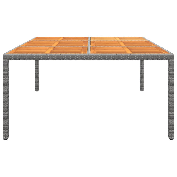vidaXL Garden Table 200x150x75 cm Acacia Wood and Poly Rattan Grey