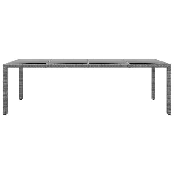vidaXL Garden Table 250x100x75 cm Tempered Glass and Poly Rattan Grey