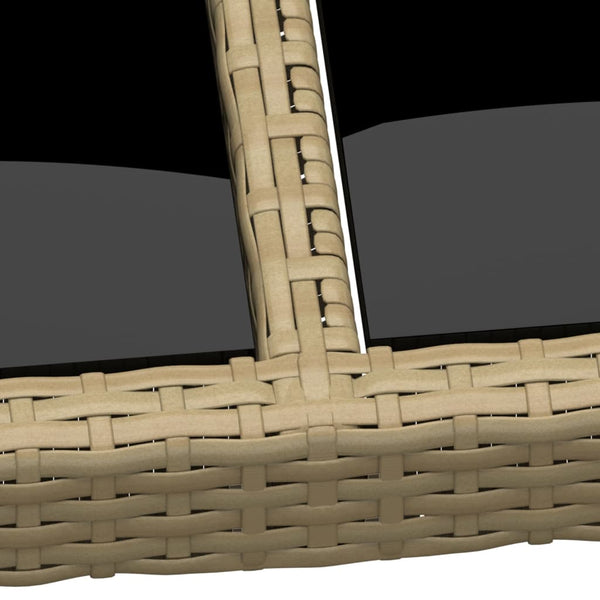 vidaXL Garden Table with Glass Top Beige Poly Rattan